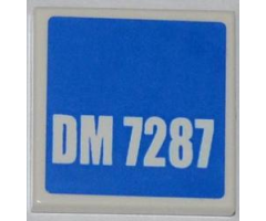 Tile 2 x 2 with 'DM 7287' on Blue Background Pattern (Sticker) - Set 7287