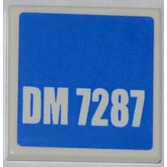 Tile 2 x 2 with 'DM 7287' on Blue Background Pattern (Sticker) - Set 7287