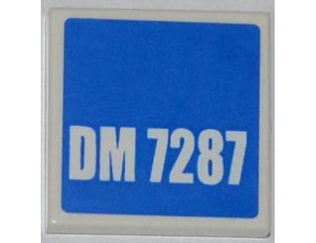 Tile 2 x 2 with 'DM 7287' on Blue Background Pattern (Sticker) - Set 7287