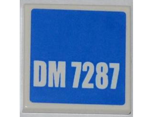 Tile 2 x 2 with 'DM 7287' on Blue Background Pattern (Sticker) - Set 7287