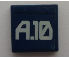 Tile 2 x 2 with Stylized White 'A.10' Pattern (Sticker) - Set 8103