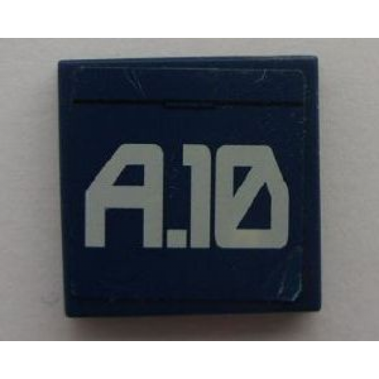 Tile 2 x 2 with Stylized White 'A.10' Pattern (Sticker) - Set 8103