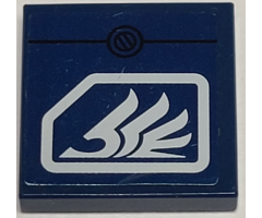Tile 2 x 2 with White Quad Wing on Dark Blue Background Pattern (Sticker) - Set 8103