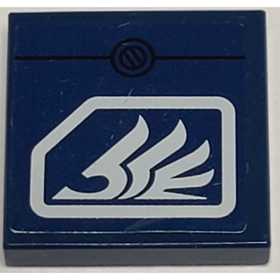 Tile 2 x 2 with White Quad Wing on Dark Blue Background Pattern (Sticker) - Set 8103