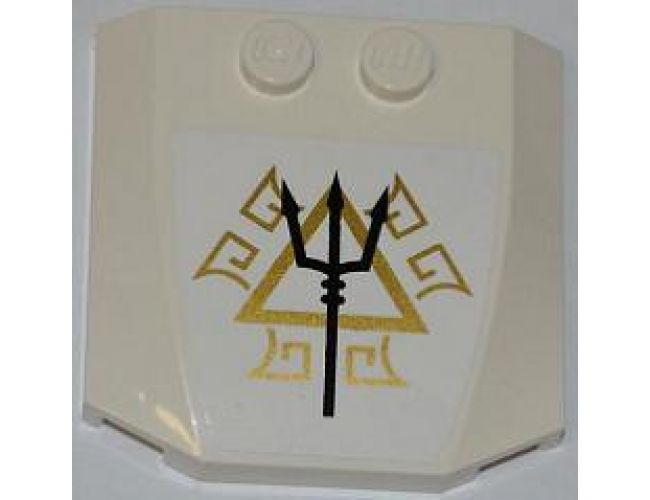 Wedge 4 x 4 x 2/3 Triple Curved with Black Trident and Gold Triangle and Symbols Pattern (Sticker) - Set 7985