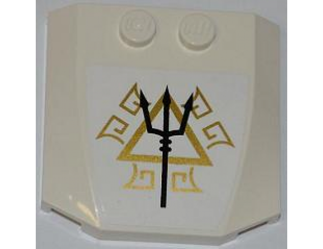 Wedge 4 x 4 x 2/3 Triple Curved with Black Trident and Gold Triangle and Symbols Pattern (Sticker) - Set 7985