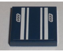 Tile 2 x 2 with White Stripes and '555' Pattern (Sticker) - Set 8194