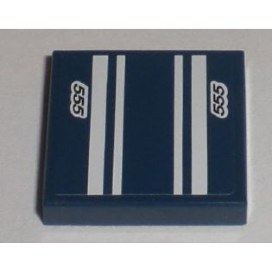 Tile 2 x 2 with White Stripes and '555' Pattern (Sticker) - Set 8194