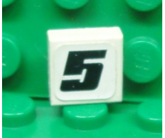 Tile 1 x 1 with Number 5 Pattern (Sticker) - Set 8655
