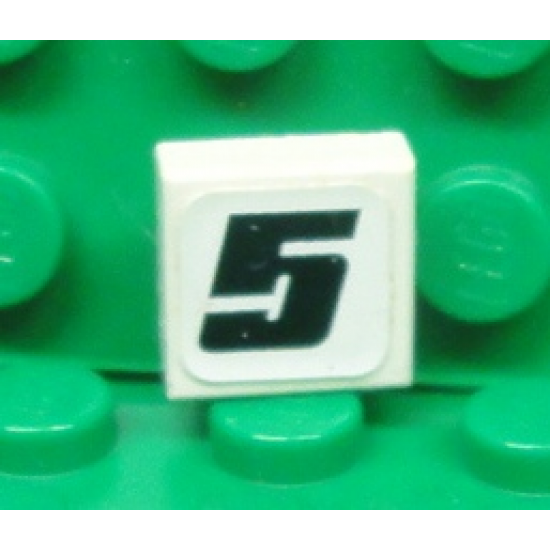 Tile 1 x 1 with Number 5 Pattern (Sticker) - Set 8655