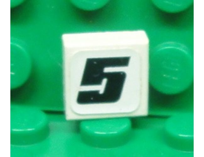 Tile 1 x 1 with Number 5 Pattern (Sticker) - Set 8655