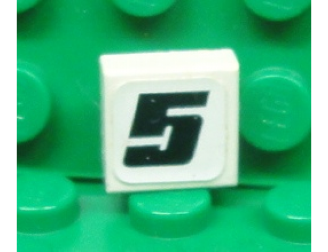 Tile 1 x 1 with Number 5 Pattern (Sticker) - Set 8655