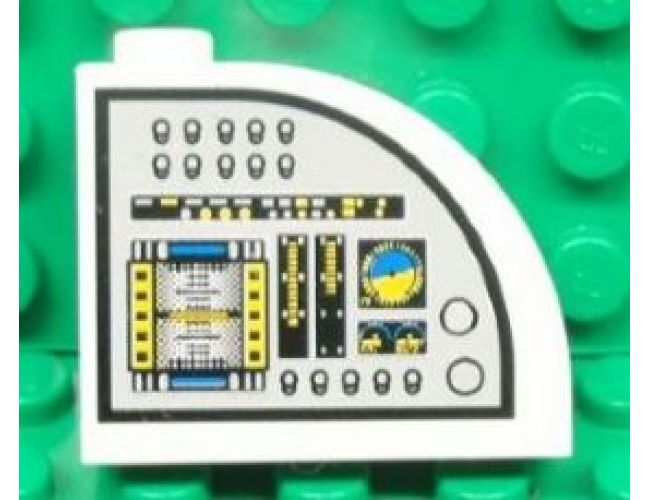 Slope, Curved 3 x 1 x 2 with Stud with Flight Controls Pattern Model Right Side (Sticker) - Set 7723