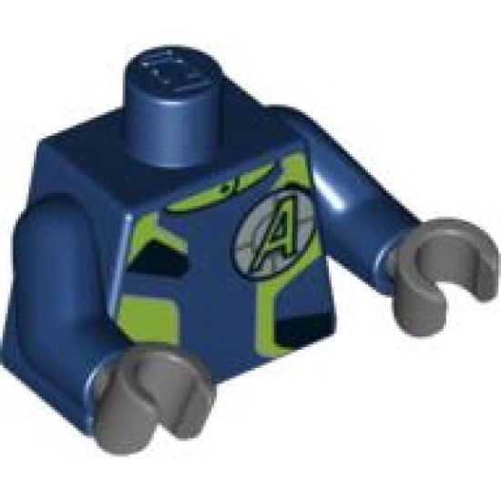 Torso Agents Uniform Male / Dark Blue Arms Pattern / Dark Bluish Gray Hands