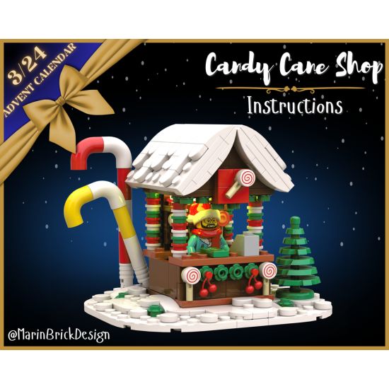 Christmas Candy Cane shop - Lego Advent Calendar Winter Village MOC Instructions