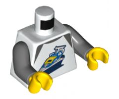 Torso with Dark Bluish Gray Shoulders and 918 Classic Space Transport Pattern / Dark Bluish Gray Arms / Yellow Hands
