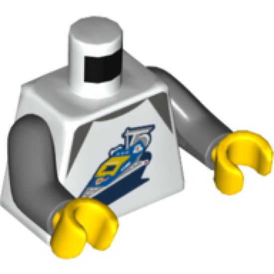 Torso with Dark Bluish Gray Shoulders and 918 Classic Space Transport Pattern / Dark Bluish Gray Arms / Yellow Hands