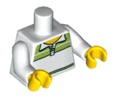 Torso Male Tennis Shirt with Lime Shoulders Pattern / White Arms / Yellow Hands