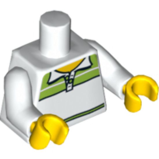 Torso Male Tennis Shirt with Lime Shoulders Pattern / White Arms / Yellow Hands