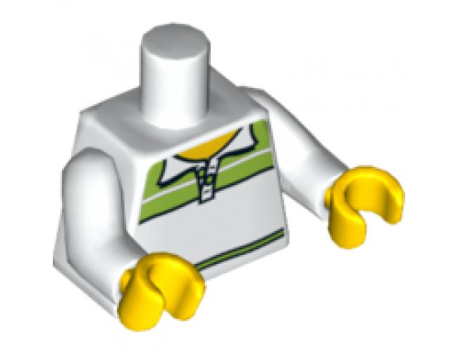 Torso Male Tennis Shirt with Lime Shoulders Pattern / White Arms / Yellow Hands
