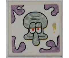 Tile 2 x 2 with Squidward Head and Smudge Pattern (Sticker) - Set 3818