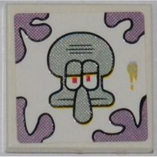 Tile 2 x 2 with Squidward Head and Smudge Pattern (Sticker) - Set 3818