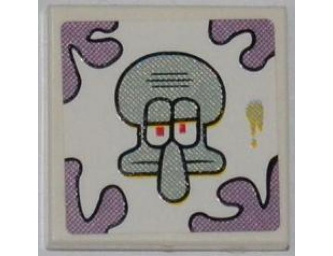 Tile 2 x 2 with Squidward Head and Smudge Pattern (Sticker) - Set 3818