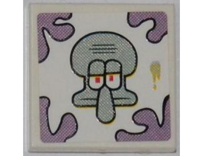 Tile 2 x 2 with Squidward Head and Smudge Pattern (Sticker) - Set 3818