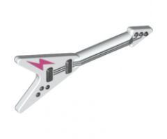 Minifigure, Utensil Guitar Electric 'Flying V' with Dark Pink Lightning Bolt Pattern