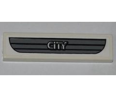 Tile 1 x 4 with Dark Gray Car Grille and 'CITY' Pattern (Sticker) - Set 4432