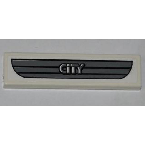 Tile 1 x 4 with Dark Gray Car Grille and 'CITY' Pattern (Sticker) - Set 4432