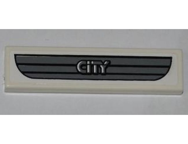 Tile 1 x 4 with Dark Gray Car Grille and 'CITY' Pattern (Sticker) - Set 4432