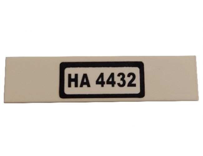 Tile 1 x 4 with 'HA 4432' on White Background Pattern (Sticker) - Set 4432