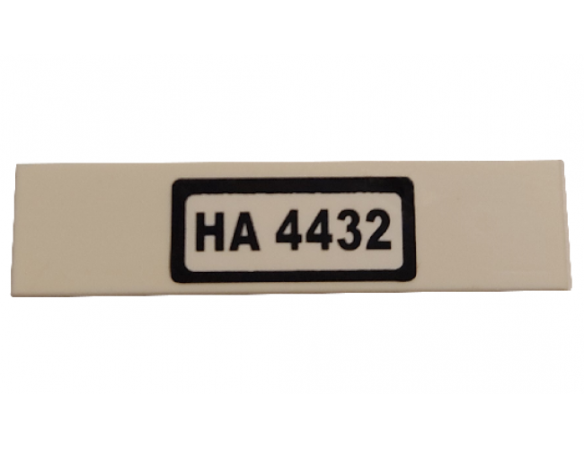 Tile 1 x 4 with 'HA 4432' on White Background Pattern (Sticker) - Set 4432