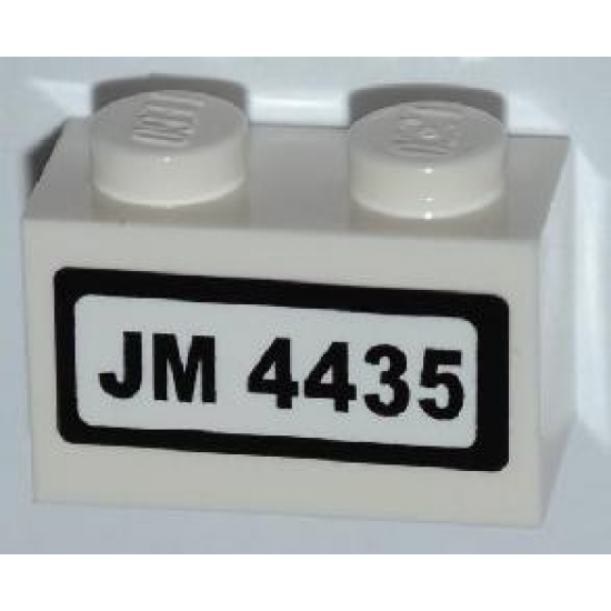 Brick 1 x 2 with 'JM 4435' on White Background Pattern (Sticker) - Set 4435
