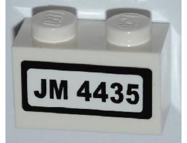 Brick 1 x 2 with 'JM 4435' on White Background Pattern (Sticker) - Set 4435