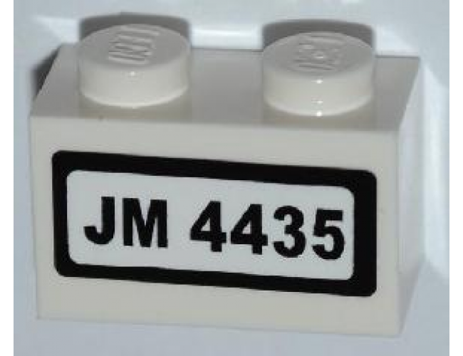 Brick 1 x 2 with 'JM 4435' on White Background Pattern (Sticker) - Set 4435