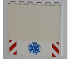 Panel 1 x 6 x 5 with Blue EMT Star of Life and Red and White Danger Stripes Pattern (Sticker) - Set 4431
