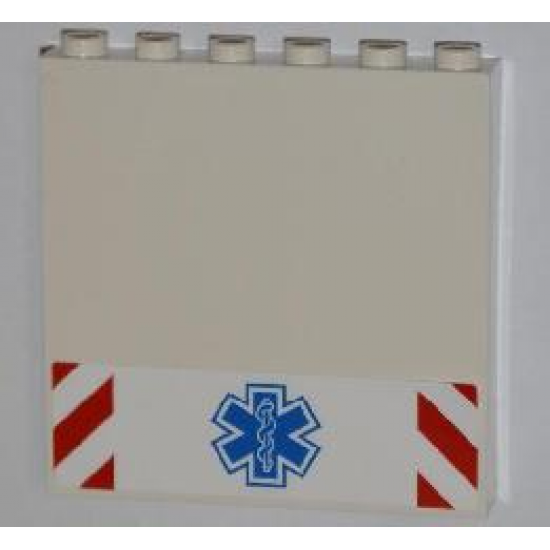 Panel 1 x 6 x 5 with Blue EMT Star of Life and Red and White Danger Stripes Pattern (Sticker) - Set 4431