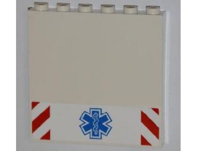 Panel 1 x 6 x 5 with Blue EMT Star of Life and Red and White Danger Stripes Pattern (Sticker) - Set 4431