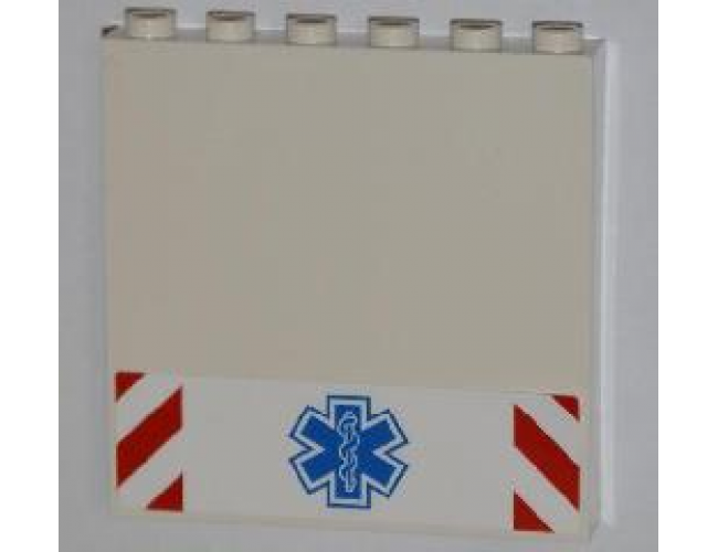 Panel 1 x 6 x 5 with Blue EMT Star of Life and Red and White Danger Stripes Pattern (Sticker) - Set 4431