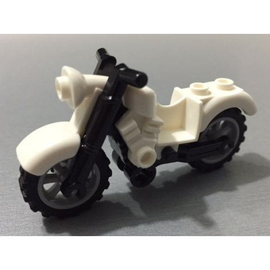 Riding Cycle Motorcycle Vintage with Black Chassis and Light Bluish Gray Wheels