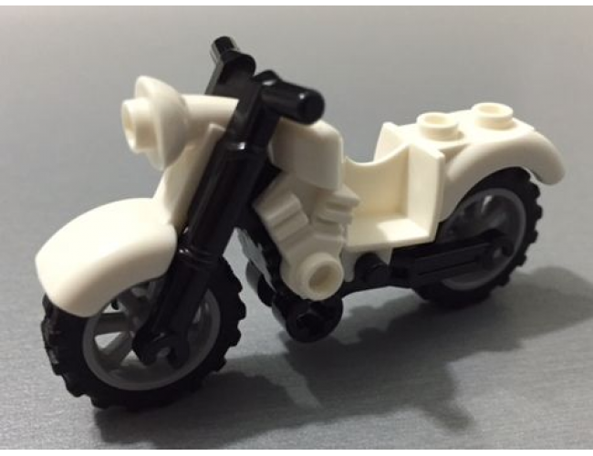 Riding Cycle Motorcycle Vintage with Black Chassis and Light Bluish Gray Wheels