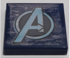 Tile 2 x 2 with Metallic Light Blue Avengers Logo Pattern (Sticker) - Set 76153