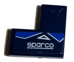 Tile 2 x 2 Corner with 'sparco' and Blue and White Triangles Pattern Model Right Side (Sticker) - Set 75885