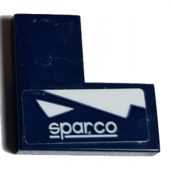 Tile 2 x 2 Corner with 'sparco' and White Triangles Pattern Model Left Side (Sticker) - Set 75885