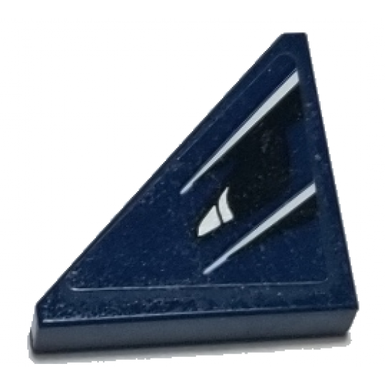 Tile, Modified 2 x 2 Triangular with White Stripes on Dark Blue Background Pattern Model Right Side (Sticker) - Set 75885