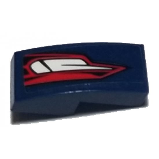 Slope, Curved 2 x 1 with Red and White Taillights on Dark Blue Background Pattern Model Left Side (Sticker) - Set 75885