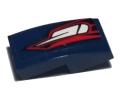 Slope, Curved 2 x 1 with Red and White Taillights on Dark Blue Background Pattern Model Right Side (Sticker) - Set 75885