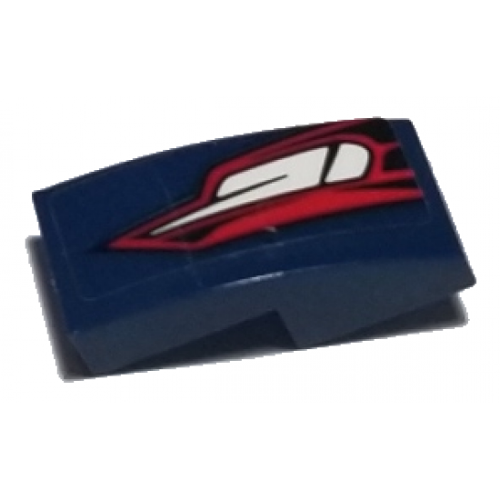 Slope, Curved 2 x 1 with Red and White Taillights on Dark Blue Background Pattern Model Right Side (Sticker) - Set 75885